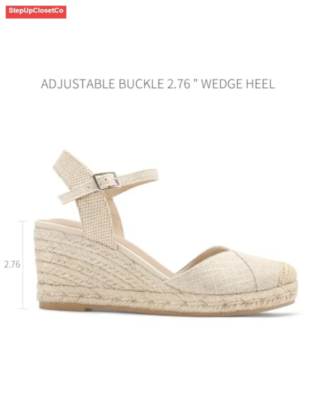 Closed Toe Platform Sandals Wedge Espadrilles Ankle Strap Buckle